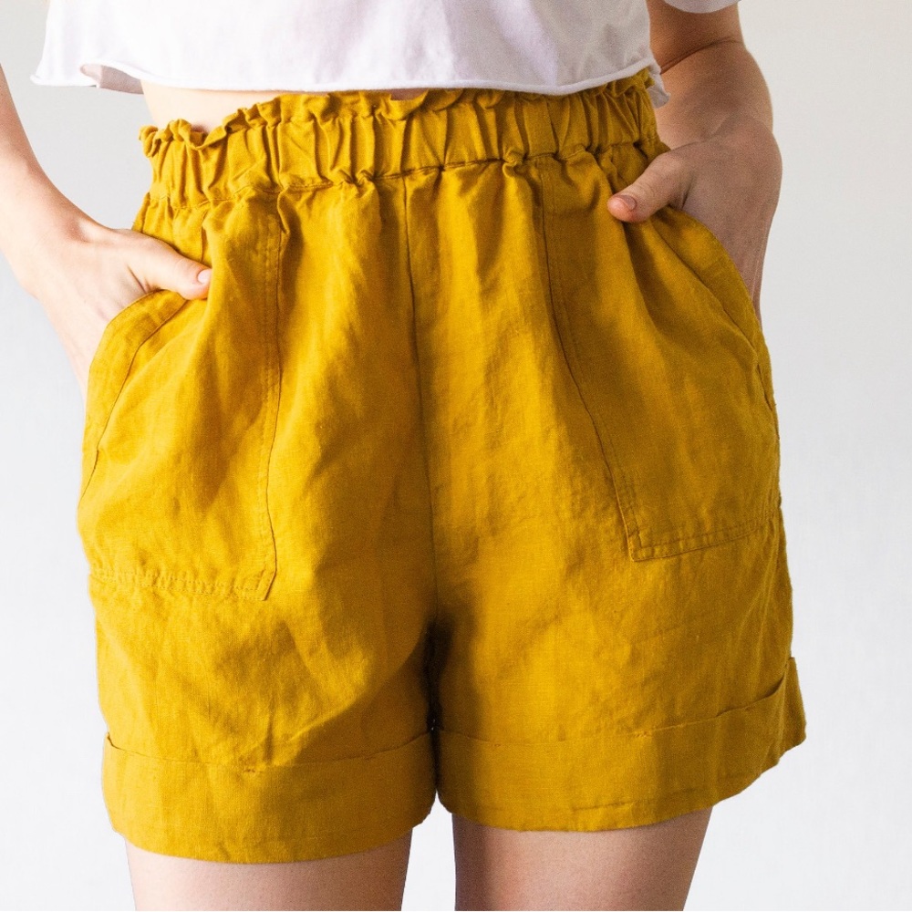 Lenok linen shorts. Black 3xl.